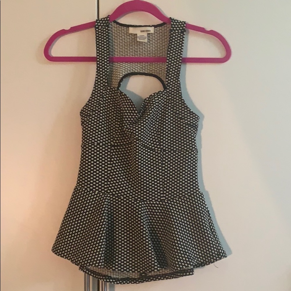 Black and white peplum top